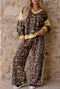Leopard Print Long Sleeve V Neck Wide Leg Pant Set