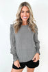 Plaid Shirred Cuff Round Neck Cotton Long Sleeve Blouse