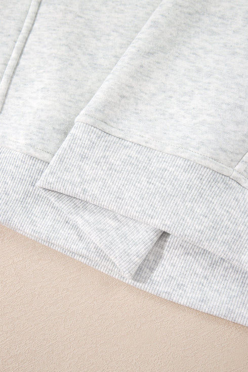 High Neck Ribbed Cuff And Hem Sweatshirt