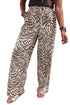 Western Print Zebra Pattern Elastic Waist Pocket Full Length Pants