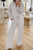 V Neck Top High Waist Pants Coordinated Two Piece Set