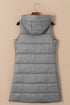 Exclusive Solid Long Quilted Hooded Puffer Vest