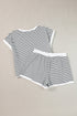 Ribbed Stripe Casual Tee And Matching Shorts Set
