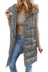 Exclusive Solid Long Quilted Hooded Puffer Vest
