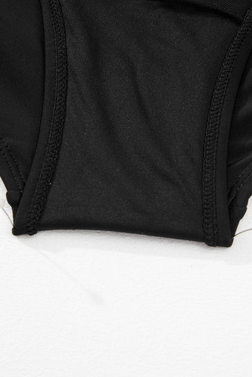 Striped Knot Cutout Ruffle Sleeve High Waisted Swimsuit