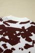 Cow Pattern Western Long Sleeve Round Neck Pullover Sweater