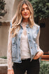 Scalloped Trim Patch Pocket Button Front Denim Vest