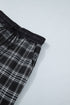 French Plaid Drawstring Waist Wide Leg Pants