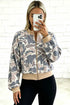 Polyester Camouflage Print Trim Zip Bomber Sweatshirt