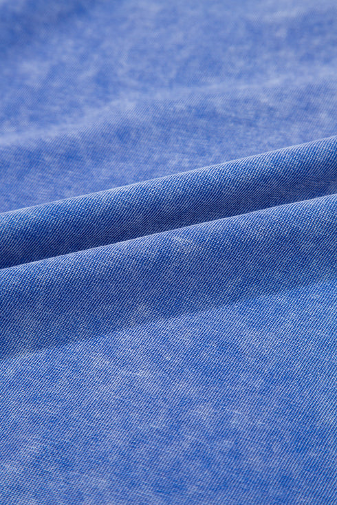 Acid Wash Star Applique Rolled Trim Pants Set