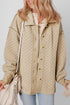 Casual Textured Quilted Puffer Button Front Shacket Jacket