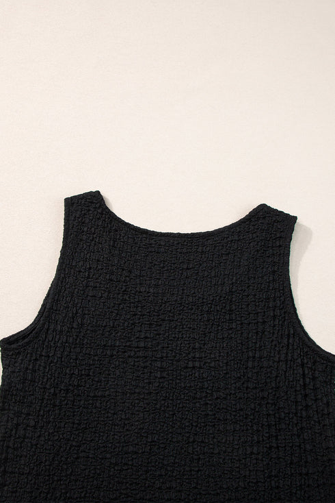 Textured Crinkle U Neck Tank Wide Leg Pant Sets