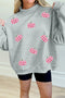 Sequined Pumpkin Patch Mock Neck Baggy Pullover Sweatshirt