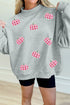 Sequined Pumpkin Graphic Mock Neck Baggy Pullover Sweatshirt