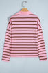 Striped Collared Long Sleeve Straight Cut Top