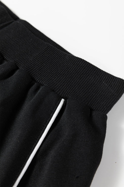 Contrast Trim Crewneck Pullover Mini Skirt Two Piece Dress