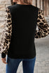 Leopard Sleeve Pumpkin Print Graphic Knit Tee