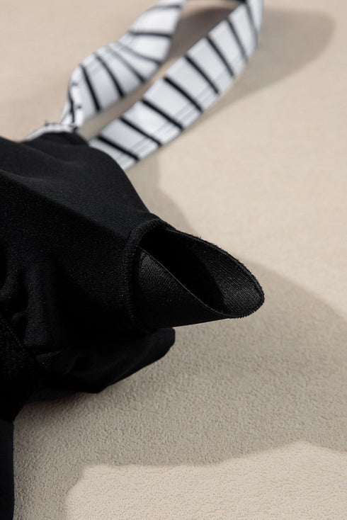 Blouson Square Neck Ruched Side Tie Tankini Set