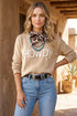 Howdy Letter Embroidered Crew Neck Relaxed Sweater