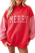 Gingham Pattern Applique Oversized Silhouette Pullover Sweatshirt