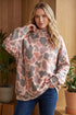 Mock Neck Camouflage Print Western Pullover Sweatshirt