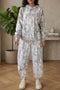 Abstract Print Long Sleeve Elastic Waist Pant Set