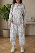 Abstract Print Long Sleeve Elastic Waist Pant Set