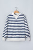 Striped Mock Neck Long Sleeve Ribbed Cuff Hem Sweatshirt
