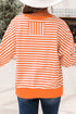 Striped Leopard Pumpkin Graphic Print Pullover Sweatshirt