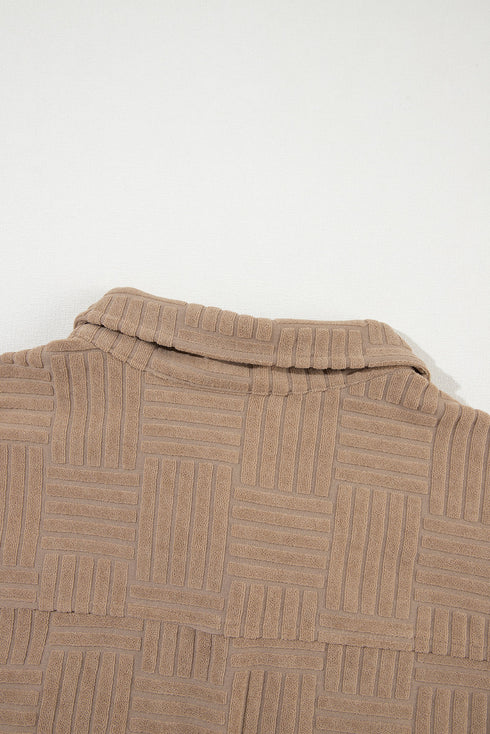 Casual Textured Chest Pocket Button Up Jacket
