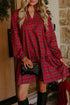Plaid Long Sleeve Shift Silhouette Decoration Mini Dress