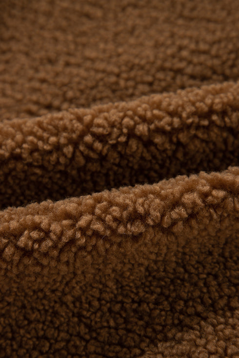 Exclusive Solid Sherpa Fleece Ribbed Collar Bomber Jacket