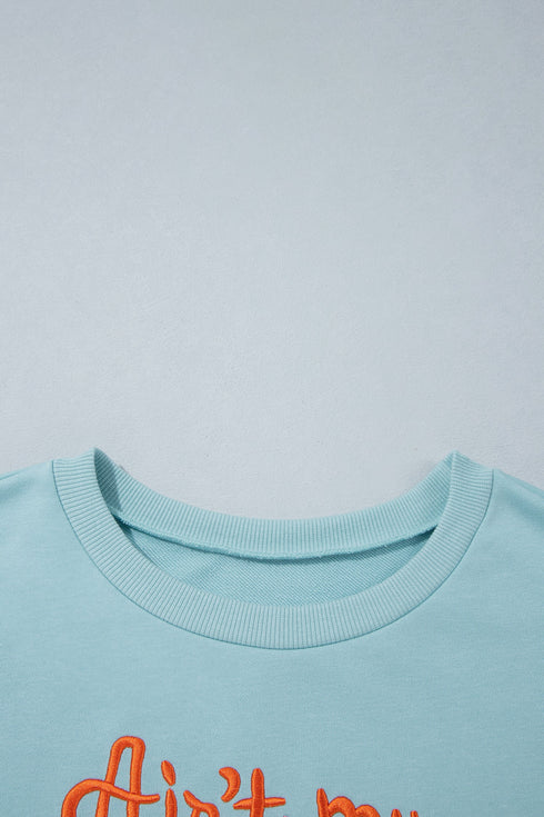 Western Letter Print Loose Round Neck Sweatshirt