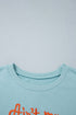 Western Letter Print Loose Round Neck Sweatshirt