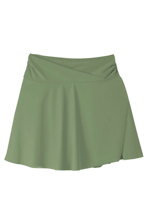 Solid Active Criss Cross Waist Flared Swim Skirt Bottoms