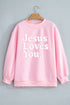 Jesus Loves You Polka Dot Trim Mock Neck Sweatshirt