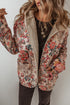 Bohemian Floral Print Sherpa Lined Fleece Hooded Jacket