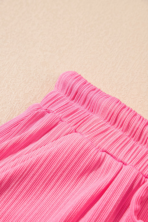 Textured Ruffle Trim Crop Vest Long Skirt Two Piece Dress