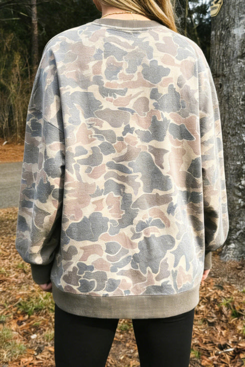Polyester Howdy Graphic Camo Print Tunic Sweatshirt