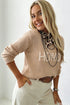Howdy Letter Embroidered Crew Neck Relaxed Sweater