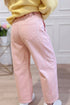 Cotton Denim Grommet Knot Waist Barrel Jeans