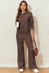 Collared Raglan Sweatshirt And Wide Leg Pant Set