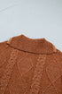Zip Up Cable Knit Drop Shoulder Sweater Dress
