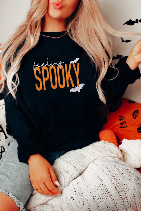 Feeling Spooky Bat Graphic Crewneck Sweatshirt