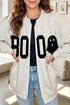 Boo Ghost Print Open Front Graphic Sweatshirt