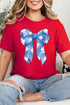 Feminine Baseball Bow Graphic Print Casual Crewneck T Shirt