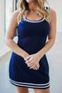 Feminine Contrast Trim U Neck Sleeveless Mini Dress