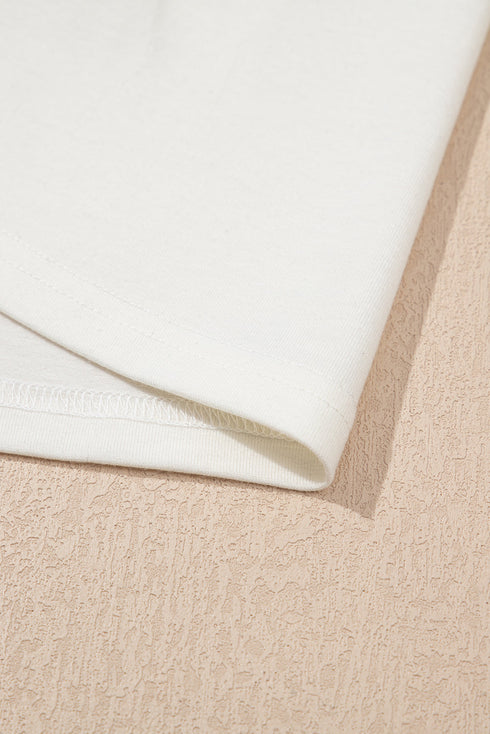 Feminine Floral Print Contrast Puff Sleeve Knit Mock Neck Top