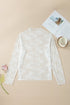 Feminine Floral Print Lace Mesh Long Sleeve Top