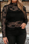 Feminine Floral Print Lace Mesh Long Sleeve Top